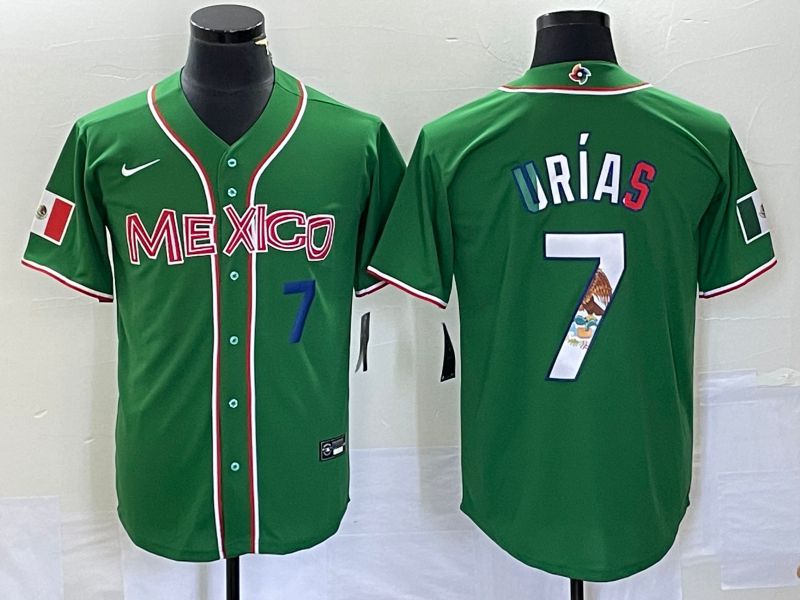 Men 2023 World Cub Mexico 7 Urias Green Nike MLB Jersey6